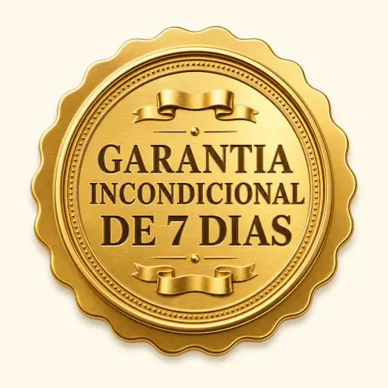 Medalhão dourado com garantia incondicional de 7 dias