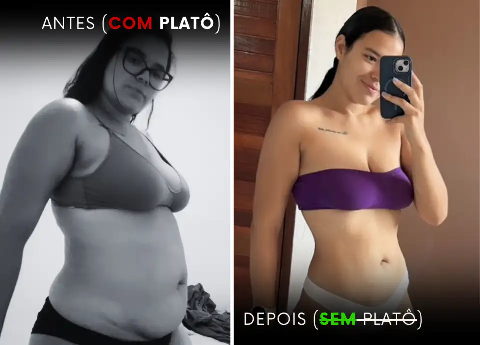 Comparativo de Alexandra antes, durante o platô, e depois, após retomar o processo