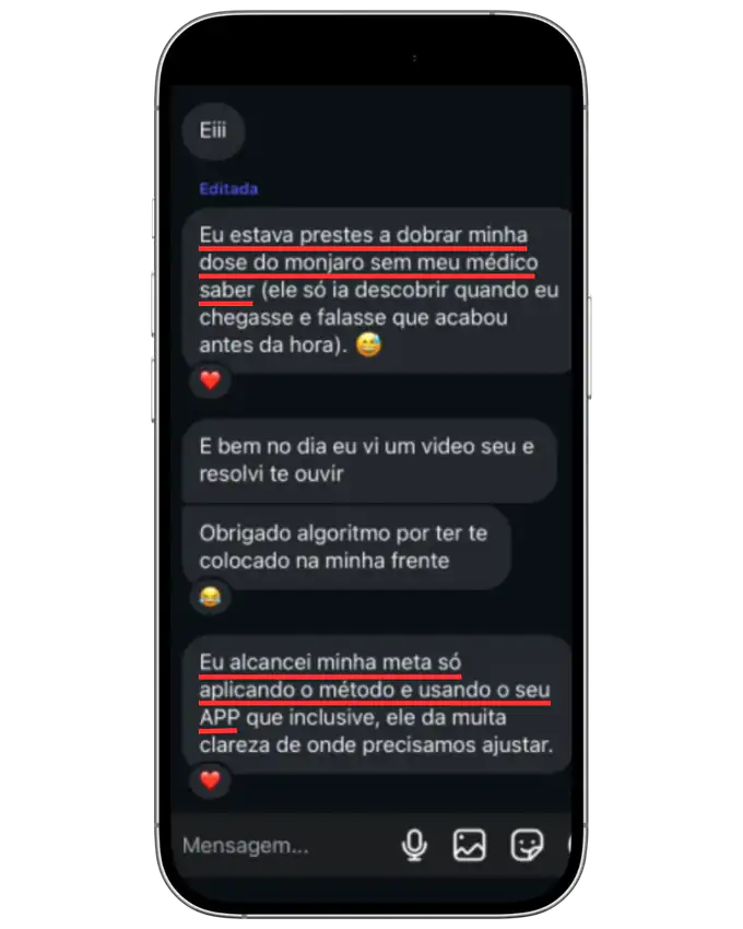 Captura do terceiro depoimento sobre a experiência com o Destrava 27